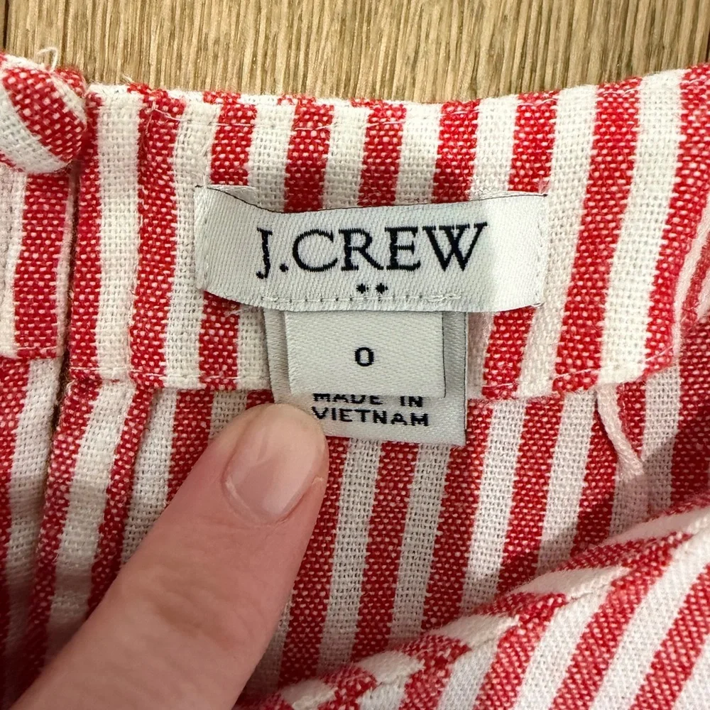 ❤️ J.Crew Red & White Striped Linen Blend Sleeveless Top Size 0 ✨